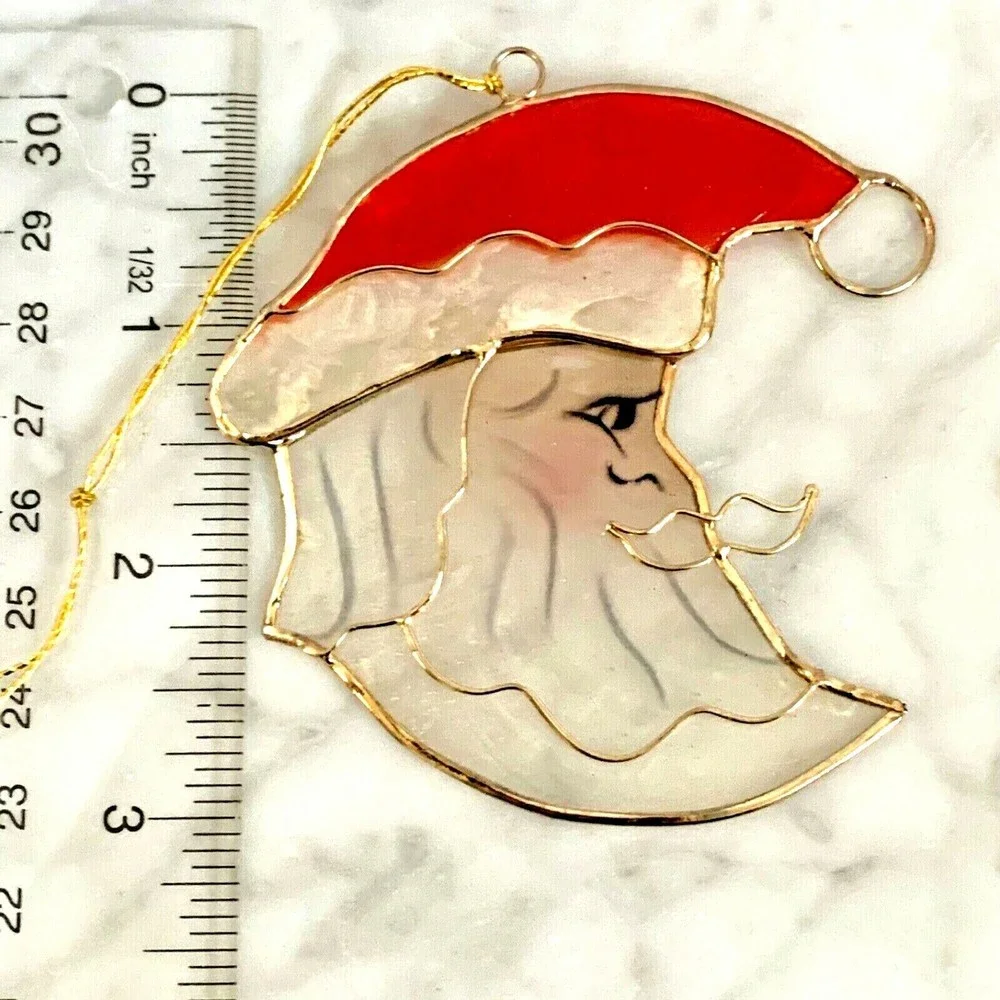 VTG Half Moon Santa Christmas Ornament Capiz Shell 3”